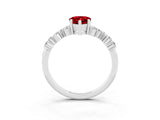 Platinum Pear Cut Ruby Scattered Round Accent Ring with Prong Setting_63