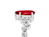 Platinum Pear Cut Ruby Scattered Round Accent Ring with Prong Setting_65