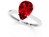 Platinum Pear Cut Ruby Solitaire Engagement Ring with Classic Band and Four-Prong Setting_13