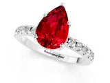 Platinum Pear Cut Ruby Solitaire Ring with Round  Pavé Band and Four-Prong Setting_37