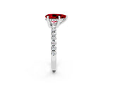 Platinum Pear Cut Ruby Solitaire Ring with Round  Pavé Band and Four-Prong Setting_38