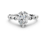 Platinum Pear Cut Solitaire Diamond Ring with Infinity Twist Band and Four-Prong Setting_13