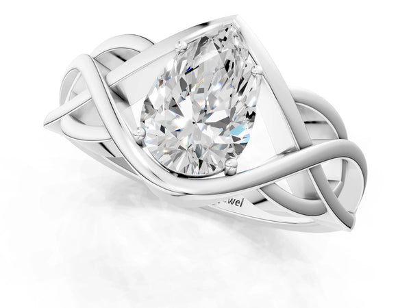 Platinum Pear-Shaped Woven Solitaire Engagement Ring Setting