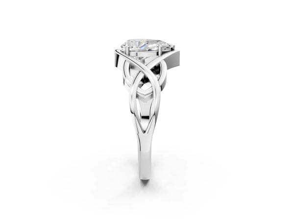 Platinum Pear-Shaped Woven Solitaire Engagement Ring Setting