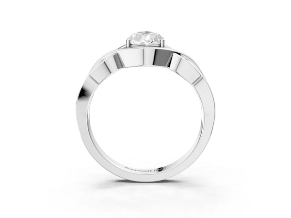 Platinum Pear-Shaped Woven Solitaire Engagement Ring Setting