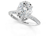 Platinum Pear Cut Solitaire Split Shank Pave Diamond Engagement Ring with Four-Prong Setting_86