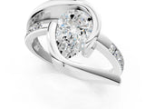 Platinum Pear Cut Solitaire Tension-Set Diamond Split Shank Ring_26