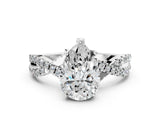 Platinum Pear Cut Solitaire Twist Pave Diamond Engagement Ring with Prong Setting_31