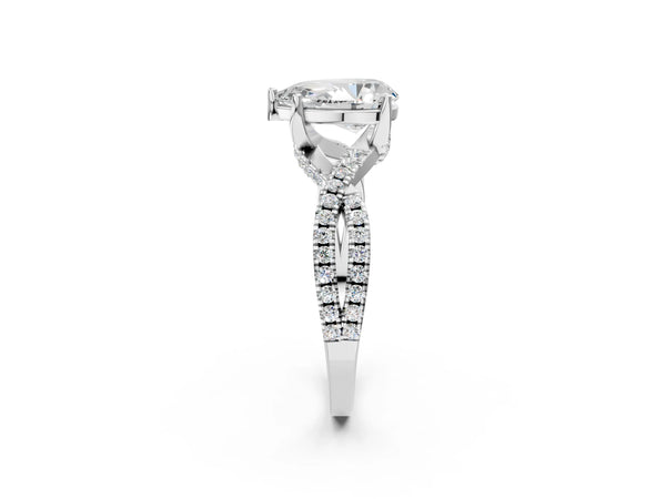 Platinum Pear-Shaped Twisted Split Shank Engagement Ring Setting
