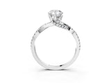 Platinum Pear Cut Solitaire Twist Pave Diamond Engagement Ring with Prong Setting_34