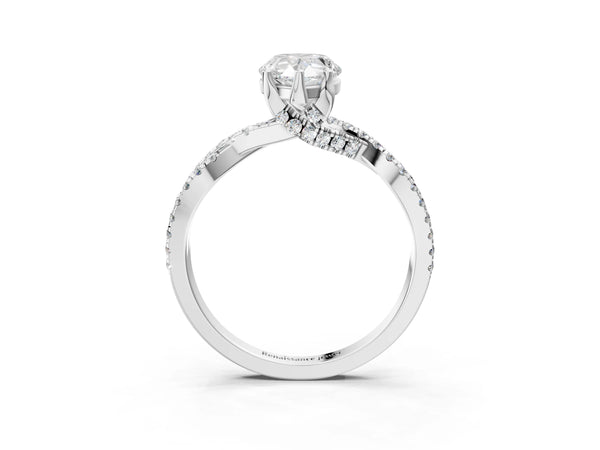 Platinum Pear-Shaped Twisted Split Shank Engagement Ring Setting