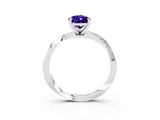 Platinum Pear Cut Tanzanite Engagement Ring with Side Stone Accents and Four-Prong Setting_15