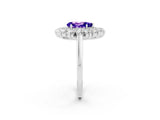 Platinum Pear Cut Tanzanite Floral Double Halo Engagement Ring with Prong Setting_140