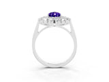 Platinum Pear Cut Tanzanite Floral Double Halo Engagement Ring with Prong Setting_141