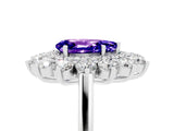 Platinum Pear Cut Tanzanite Floral Double Halo Engagement Ring with Prong Setting_143