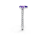 Platinum Pear Cut Tanzanite Pavé Solitaire Ring with Round Band and Prong Setting_44