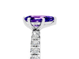 Platinum Pear Cut Tanzanite Pavé Solitaire Ring with Round Band and Prong Setting_47