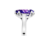 Platinum Pear Cut Tanzanite Solitaire Ring with Flower Prong Setting and Classic Band_5