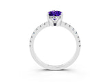 Platinum Pear Cut Tanzanite Solitaire Ring with Round  Pavé Band and Four-Prong Setting_27
