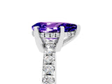 Platinum Pear Cut Tanzanite Solitaire Ring with Round  Pavé Band and Four-Prong Setting_29