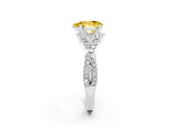 Platinum Pear Cut Yellow Sapphire  Halo Twist Band Solitaire Prong Setting Ring_14