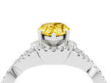 Platinum Pear Cut Yellow Sapphire  Halo Twist Band Solitaire Prong Setting Ring_16