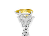 Platinum Pear Cut Yellow Sapphire  Halo Twist Band Solitaire Prong Setting Ring_17