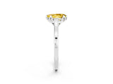 Platinum Pear Cut Yellow Sapphire Solitaire Ring with Flower Prong Setting and Classic Band_2