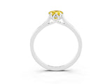 Platinum Pear Cut Yellow Sapphire Solitaire Ring with Flower Prong Setting and Classic Band_3