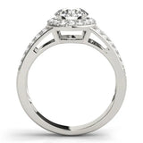 Platinum Pear Diamond Halo Ring with Split Shank Pavé Band and Four-Prong Setting 2