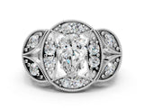 Platinum Pear Diamond Milgrain Marquise Filigree Engagement Ring with Prong Setting_6