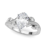 Platinum Pear Diamond Swirl Band with Prong Setting