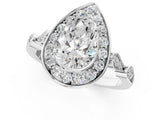 Platinum Pear Halo Diamond Engagement Ring with Twisted Band and Four-Prong Setting 2