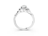Platinum Pear Halo Diamond Engagement Ring with Twisted Band and Four-Prong Setting 4