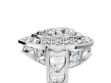 Platinum Pear Halo Diamond Ring with Milgrain Bezel and Prong Setting_11