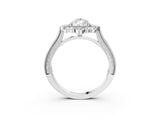Platinum Pear Halo Milgrain Pave Diamond Ring with Four-Prong Setting 4