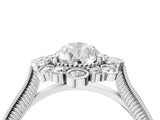 Platinum Pear Halo Milgrain Pave Diamond Ring with Four-Prong Setting 5