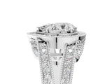 Platinum Pear Halo Split Shank Diamond Ring with Milgrain Prong Setting_11
