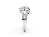 Platinum Pear Halo Split Shank Diamond Ring with Milgrain Prong Setting_8