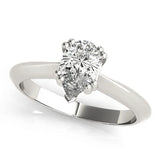 Platinum Pear-Shaped Solitaire Diamond Ring with Tapered Band and Six-Prong Setting 2