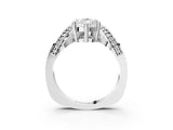 Platinum Pear Solitaire Diamond Engagement Ring with Pave Band and Four-Prong Setting 4