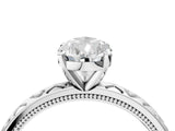 Platinum Pear Solitaire Diamond Engagement Ring with XO Engraved Band and Four-Prong Setting 4