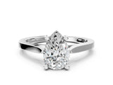 Platinum Pear Solitaire Diamond Ring with Four-Prong Setting and Tapered Band 1
