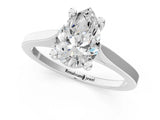 Platinum Pear Solitaire Diamond Ring with Four-Prong Setting and Tapered Band 2