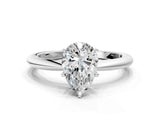 Platinum Pear Solitaire Diamond Ring with Six-Prong Setting on a Classic Band