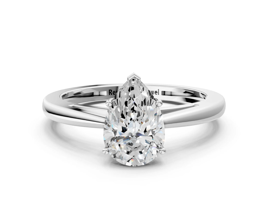 Platinum Pear Solitaire Diamond Ring with Split Shank and Four-Prong Setting_12