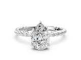 Platinum Pear Solitaire Twist Band Ring with Four-Prong Setting_12