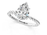 Platinum Pear Solitaire Twist Band Ring with Four-Prong Setting_13