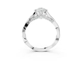 Platinum Pear Solitaire Twist Band Six-Prong Setting 3