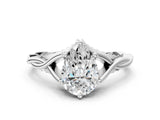 Platinum Pear Solitaire Twist Band Six-Prong Setting